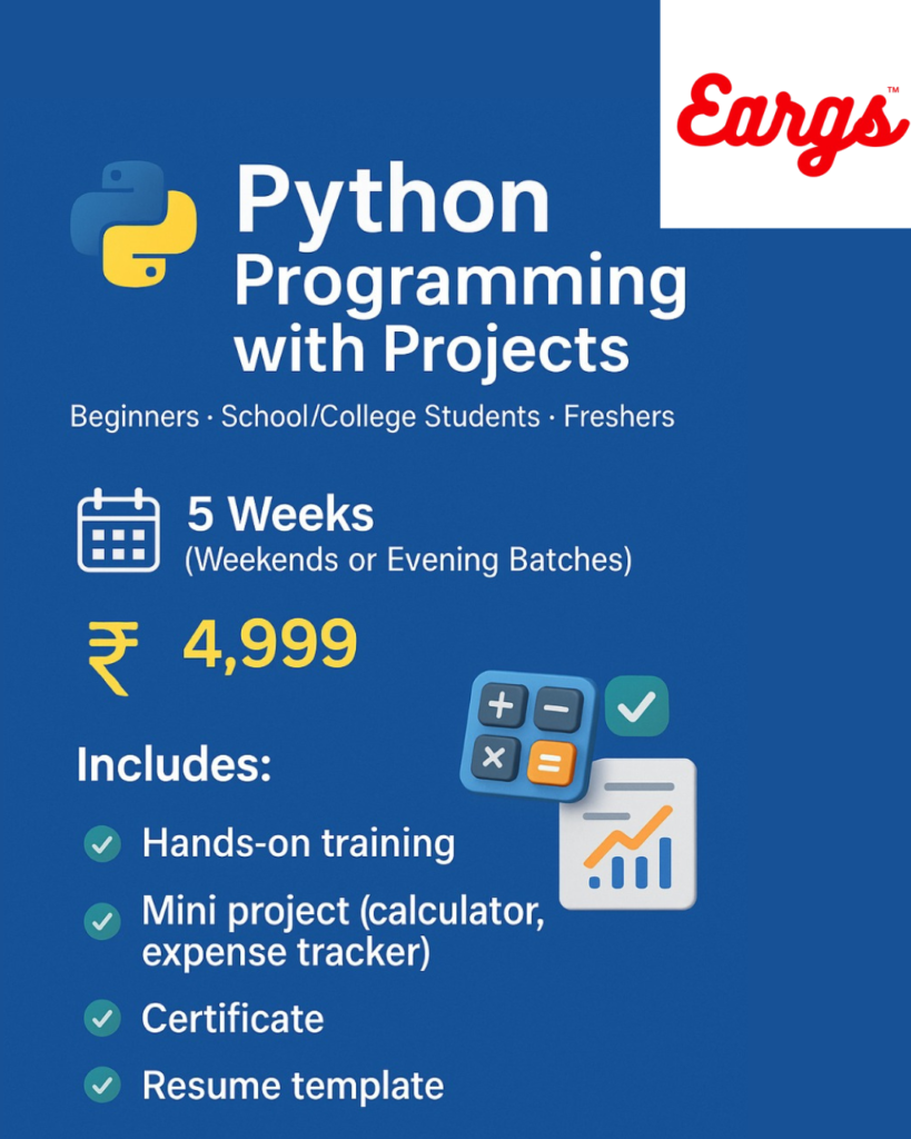 College student learning Python programming at EARGS for ₹4,999