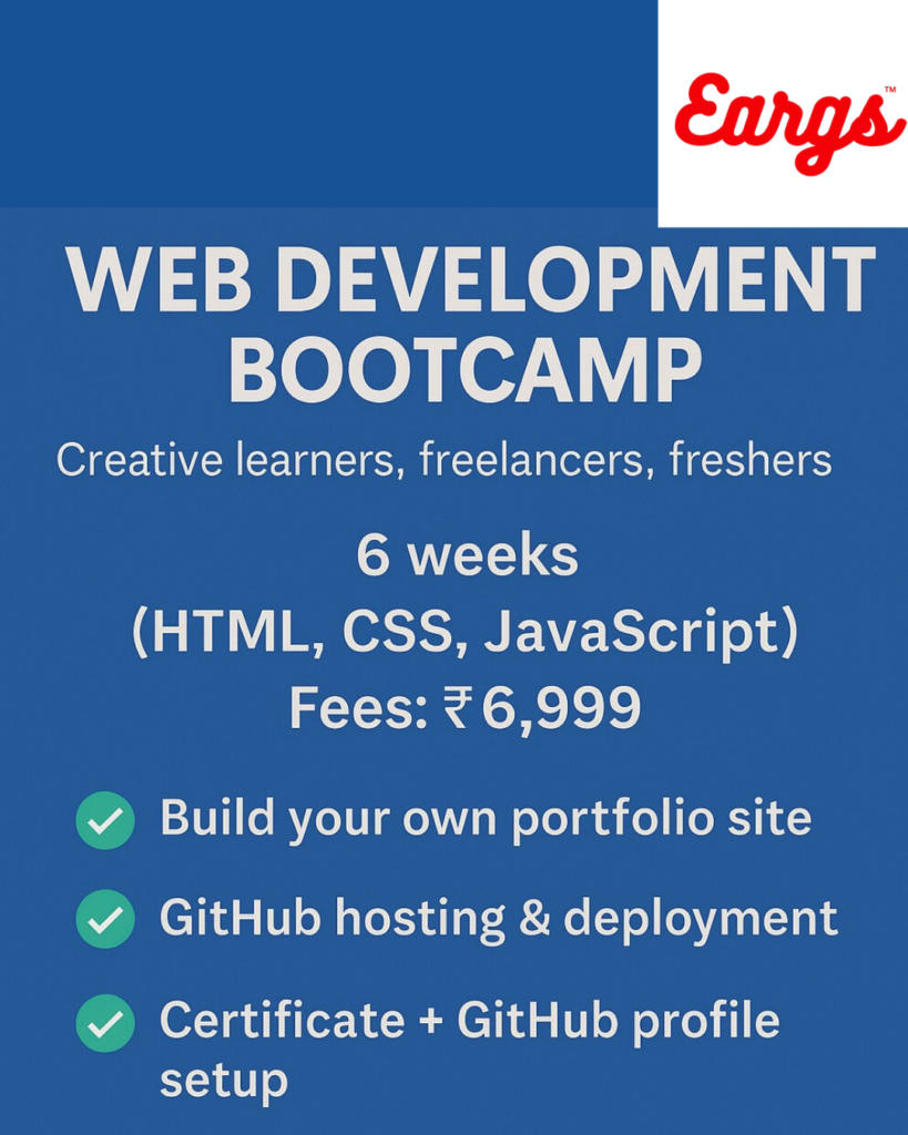 College student learning web development at EARGS for ₹6,999