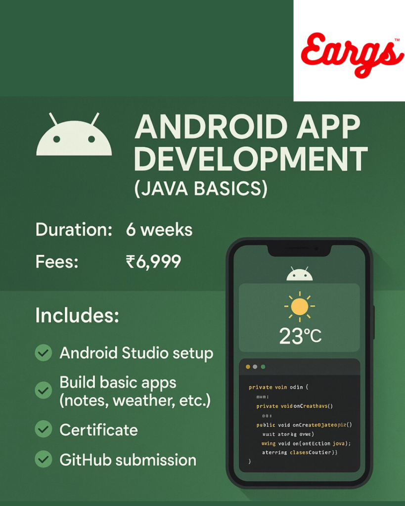 College student learning Android app development at EARGS for ₹6,999